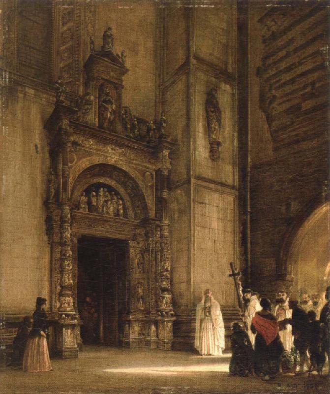 rudolph von alt side portal of como cathedral oil painting image
